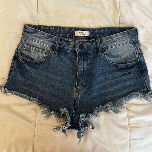 Forever 21 Blue Jean Shorts Distressed Cut-Off Style - Picture 1 of 3